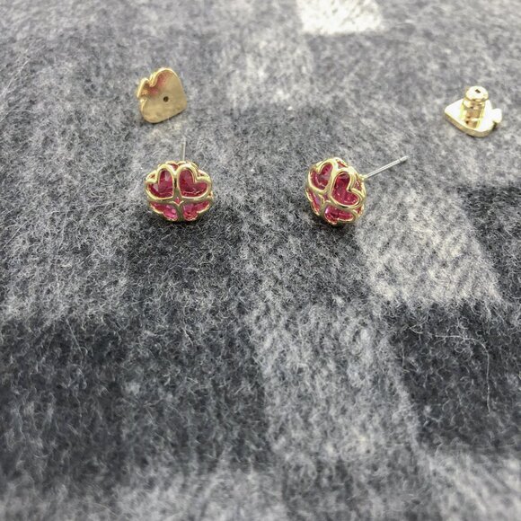 Authentic Kate Spade Something Sparkly Spade Gold Red Zirconia Stud Earrings - Picture 2 of 4
